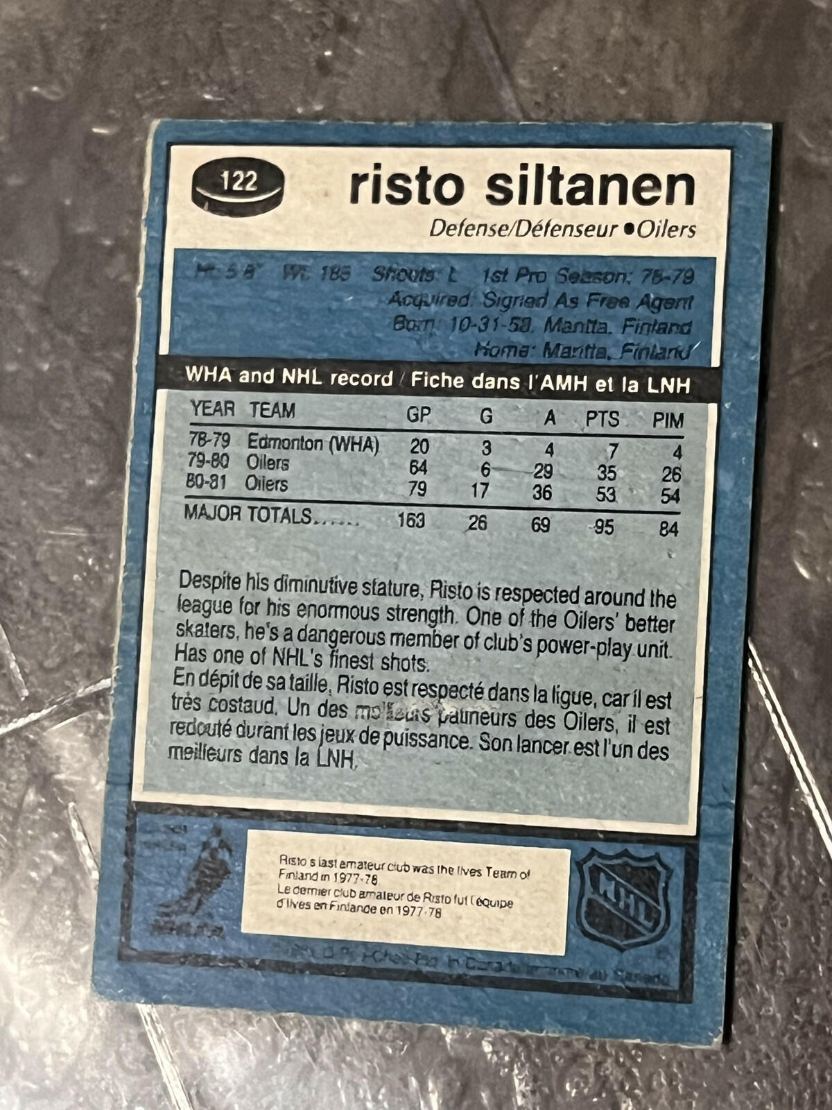 1981-82 O-Pee-Chee OPC Risto Siltanen Edmonton Oilers #122
