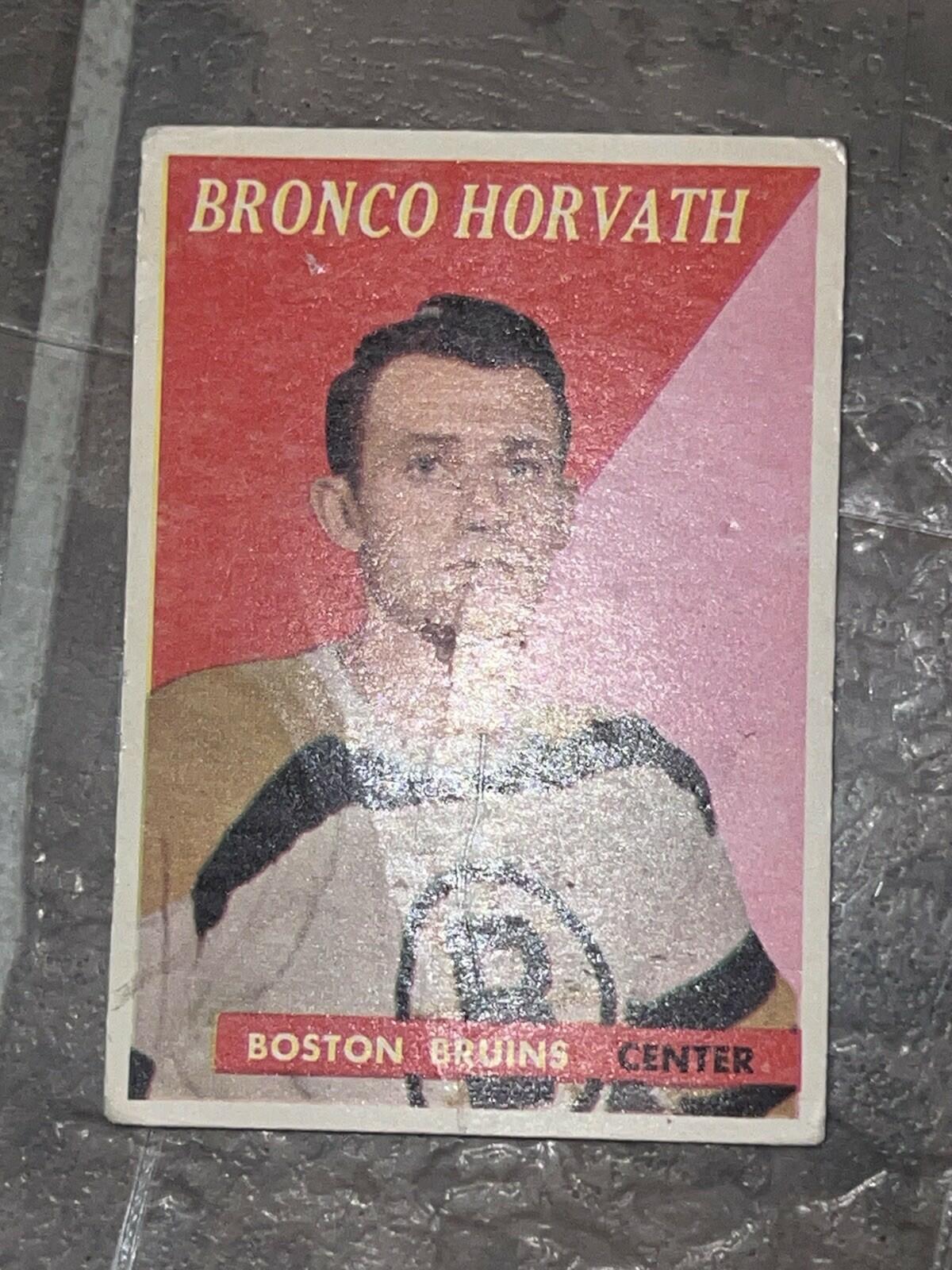 1958 Topps Bronco Horvath Boston Bruins #35 Hockey Card Creased