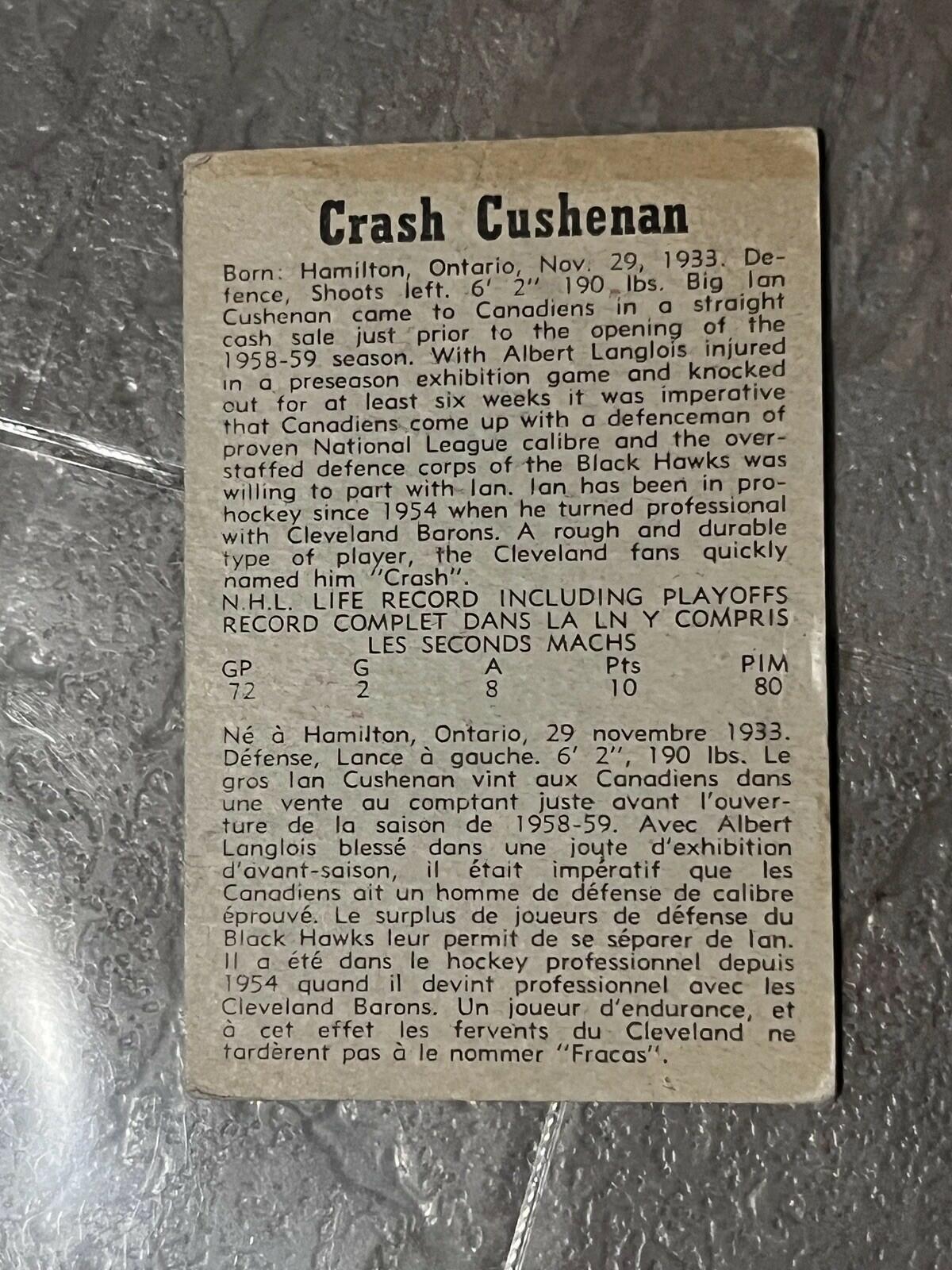 1958-59 Parkhurst Ian Cushenan Montreal Canadiens #24 Hockey Card