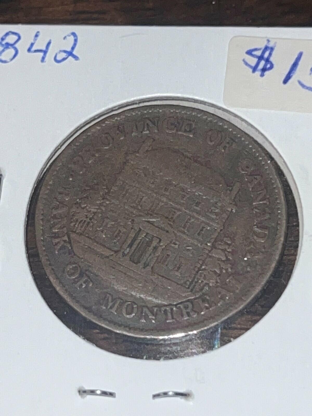 1842 Bank of Montreal: Province of Canada 1/2 Penny Token