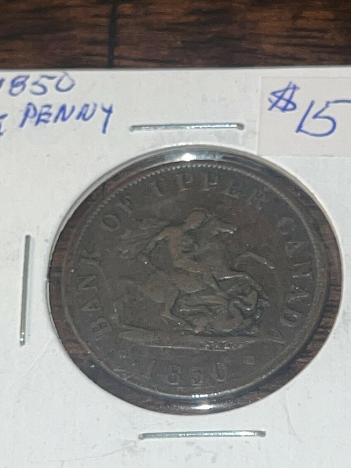 1850 Upper Canada 1/2 Penny Token