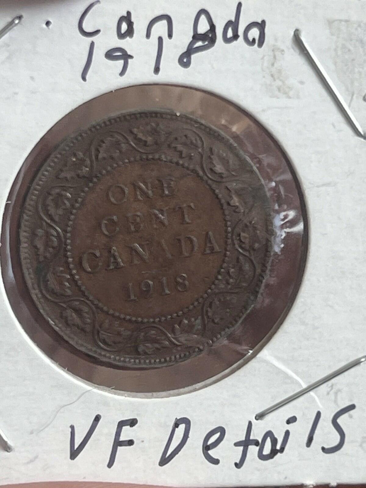 1918 Canada Large Cent Large Penny VF Details