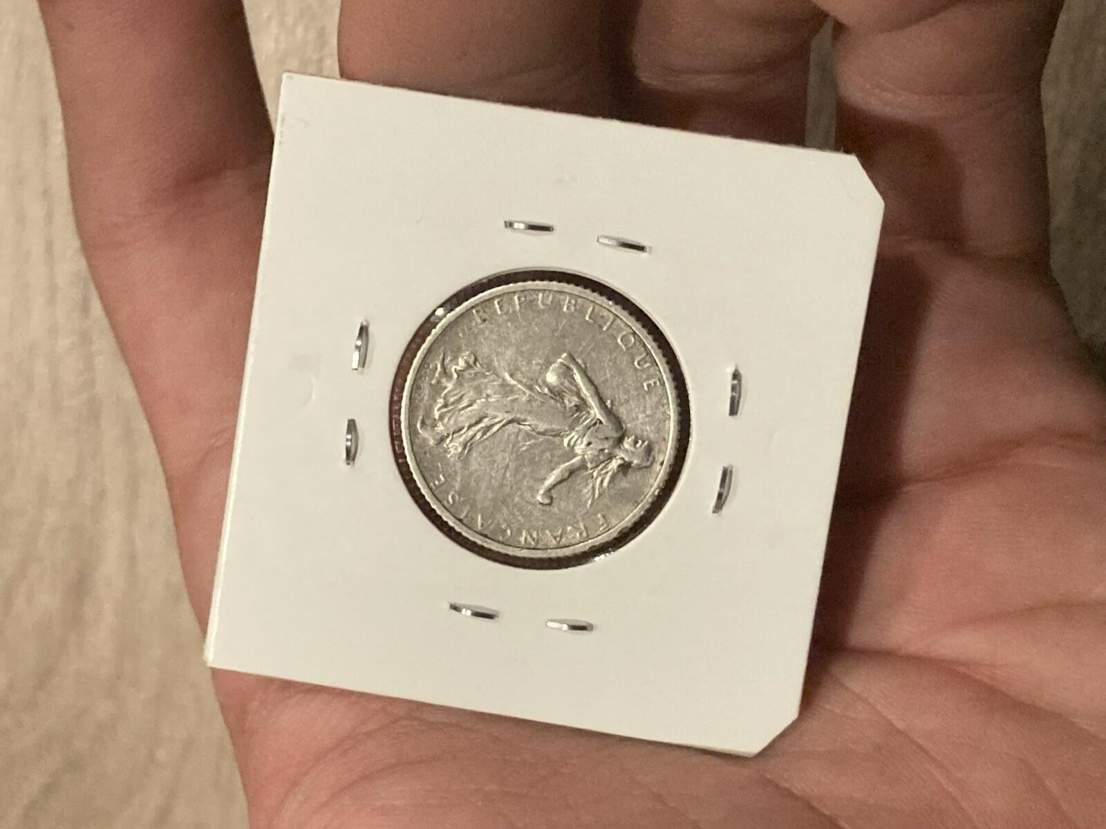 1916 France Silver 1 Franc Coin