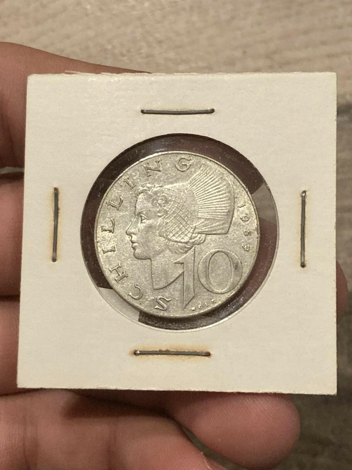 1958 Austria 10 schilling Silver