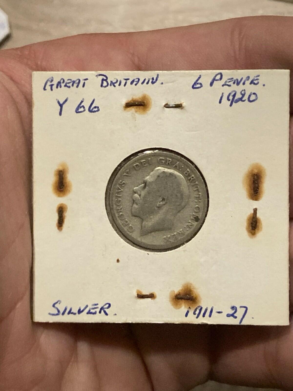 1920 Great Britain Silver 6 Pence George V