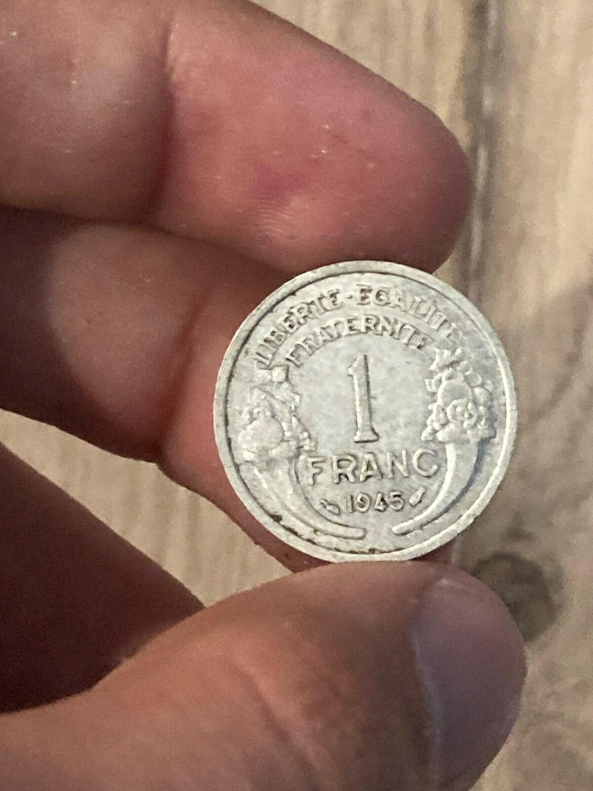 1945 France 1 Franc Coin Aluminum