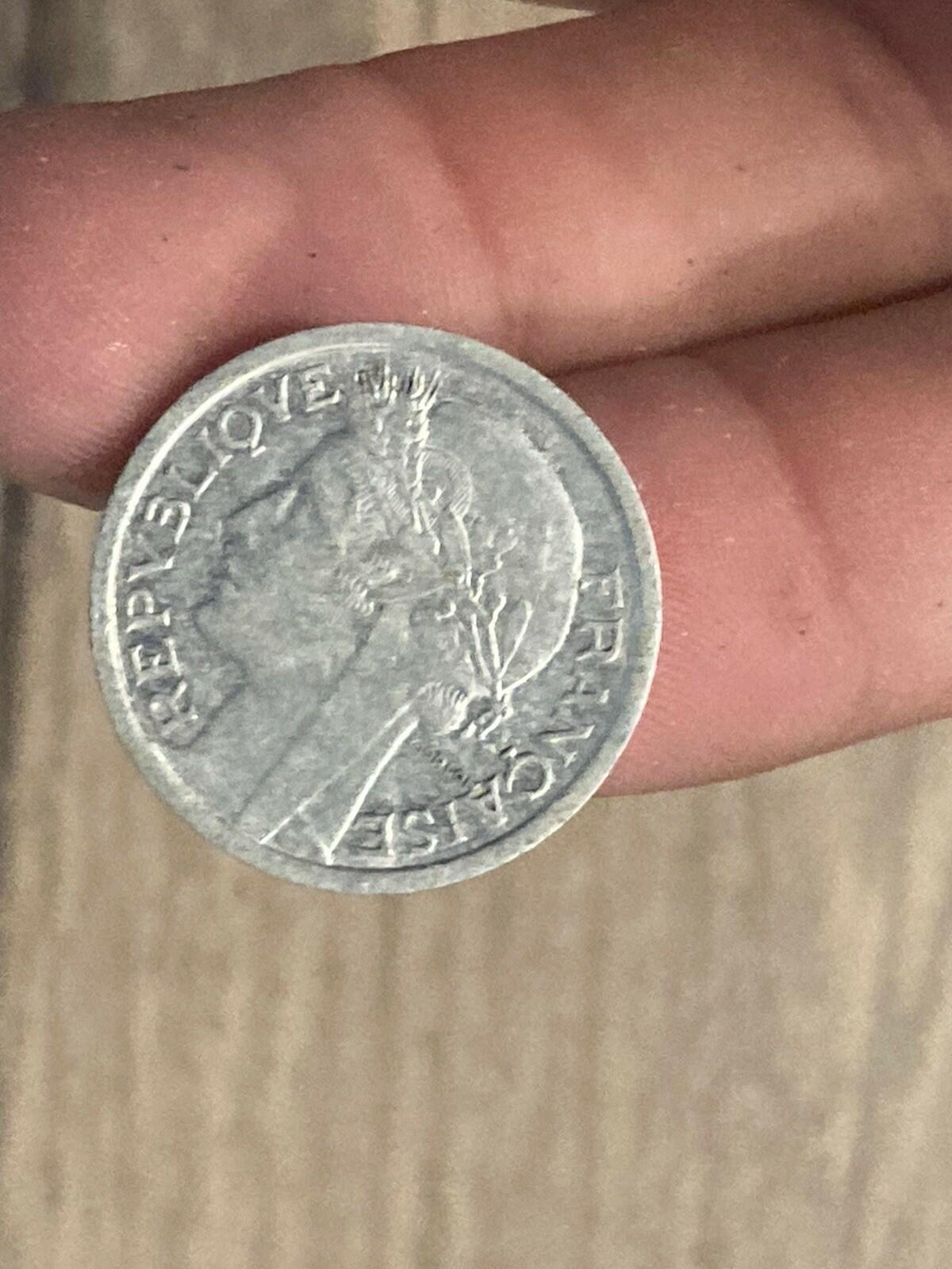 1945 France 1 Franc Coin Aluminum