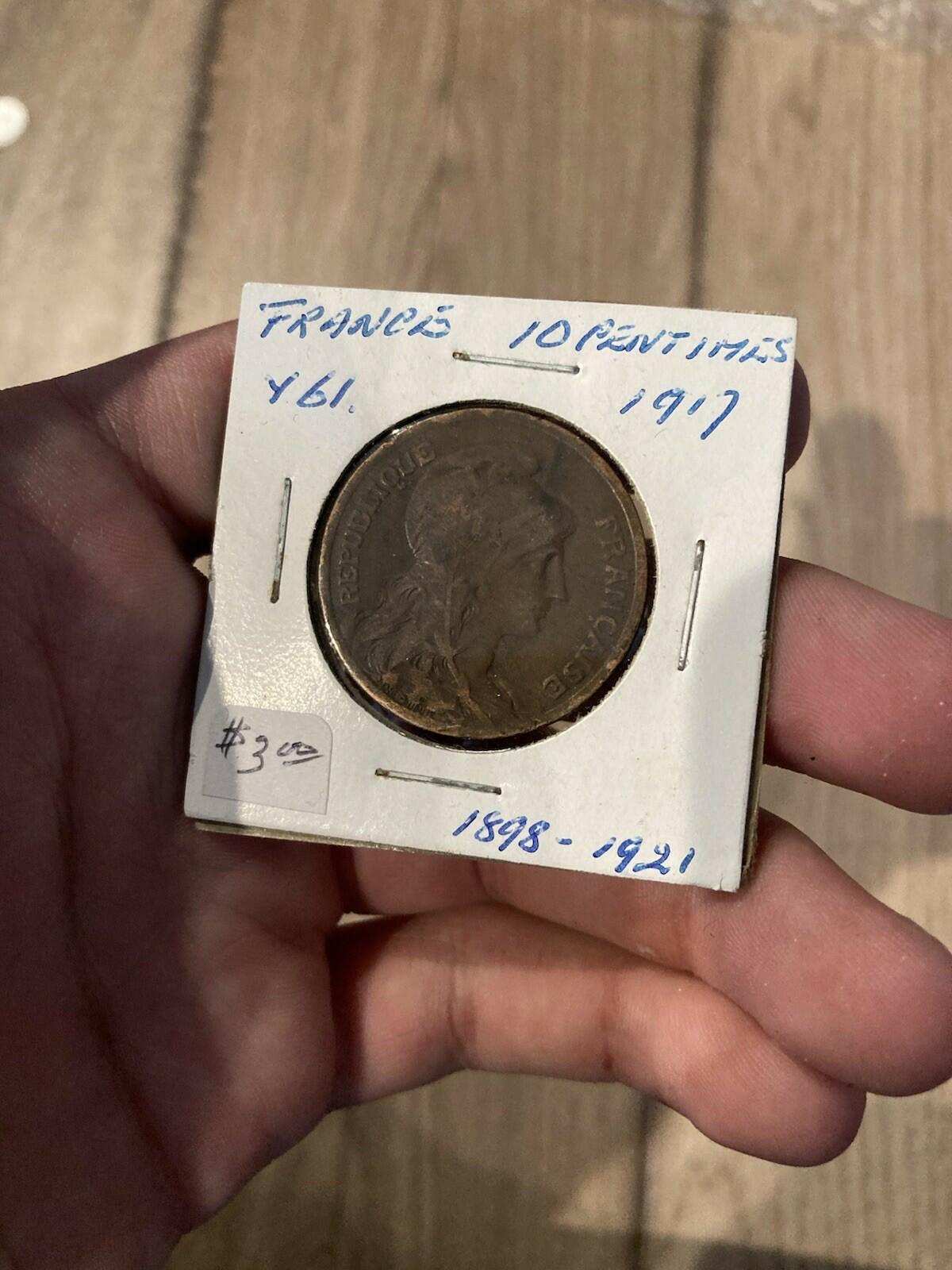 1917 France 10 Centimes Coin