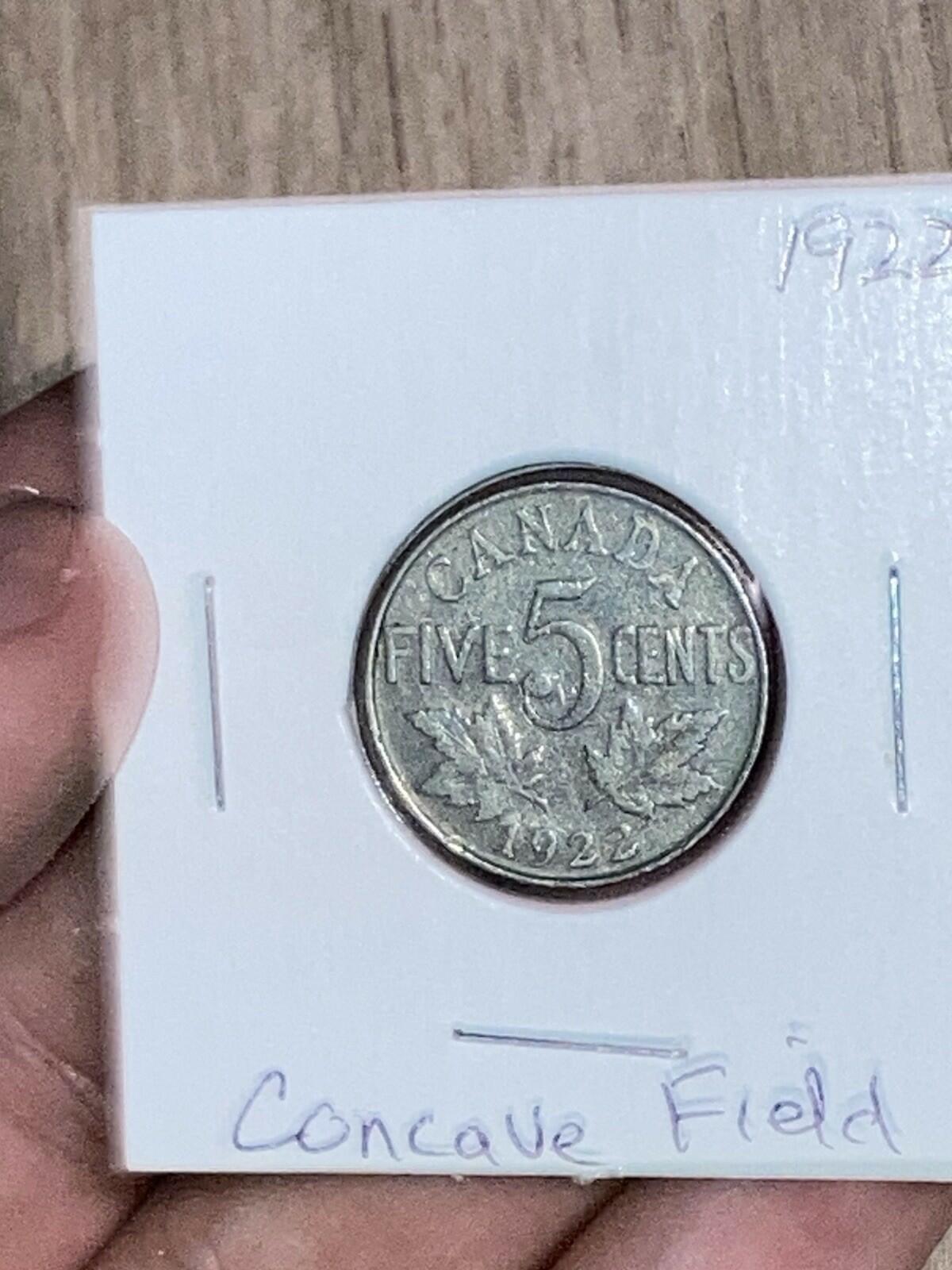 1922 Canada 5 Cents Nickel Circulated