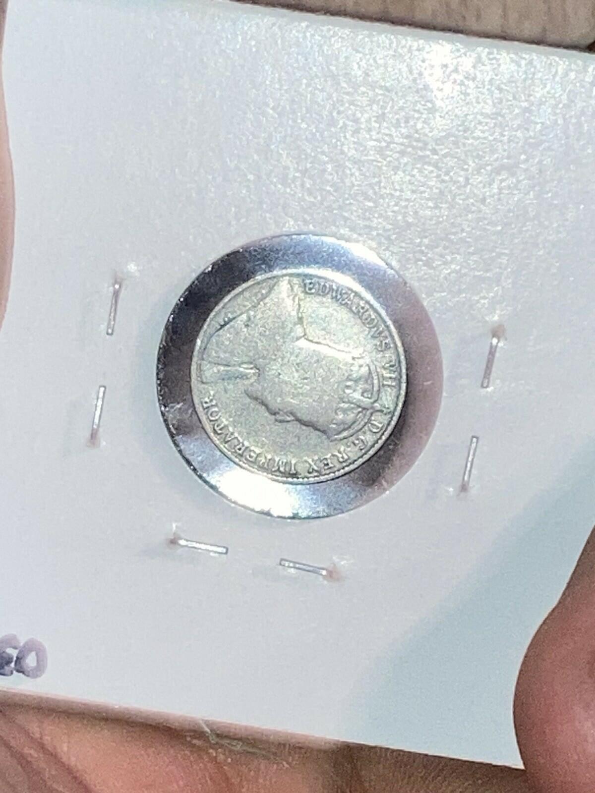 1906 Canada 5 Cents Half Dime Silver Coin Edward VII