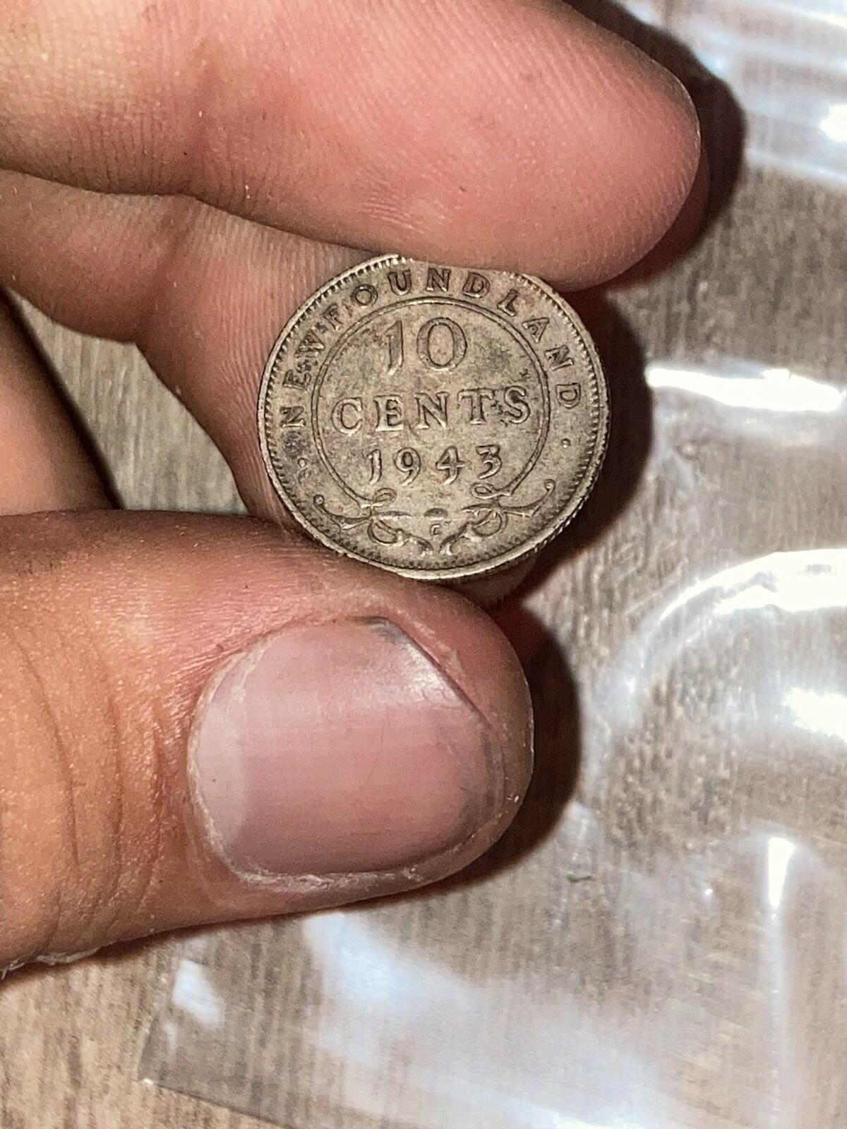 1943-C Canada Newfoundland Silver 10 Cents George VI