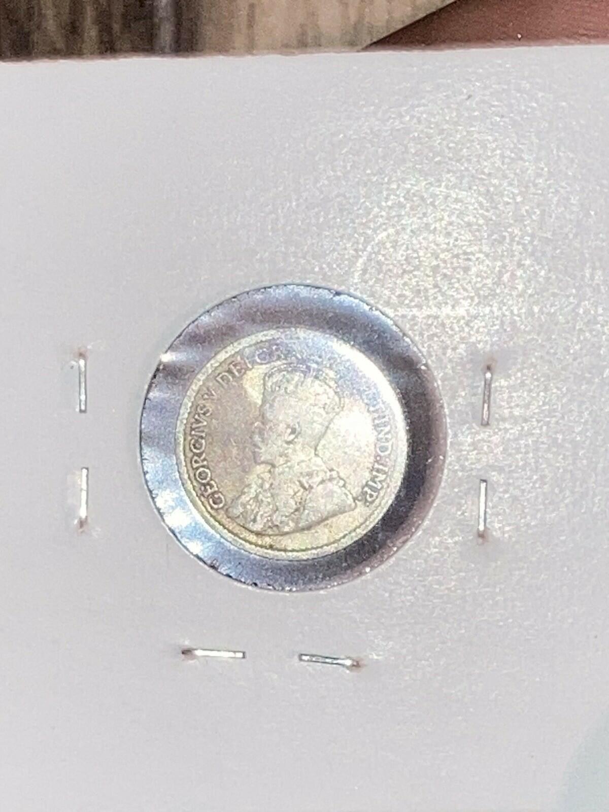 1917 Canada 5 Cents Half Dime Silver Coin George V