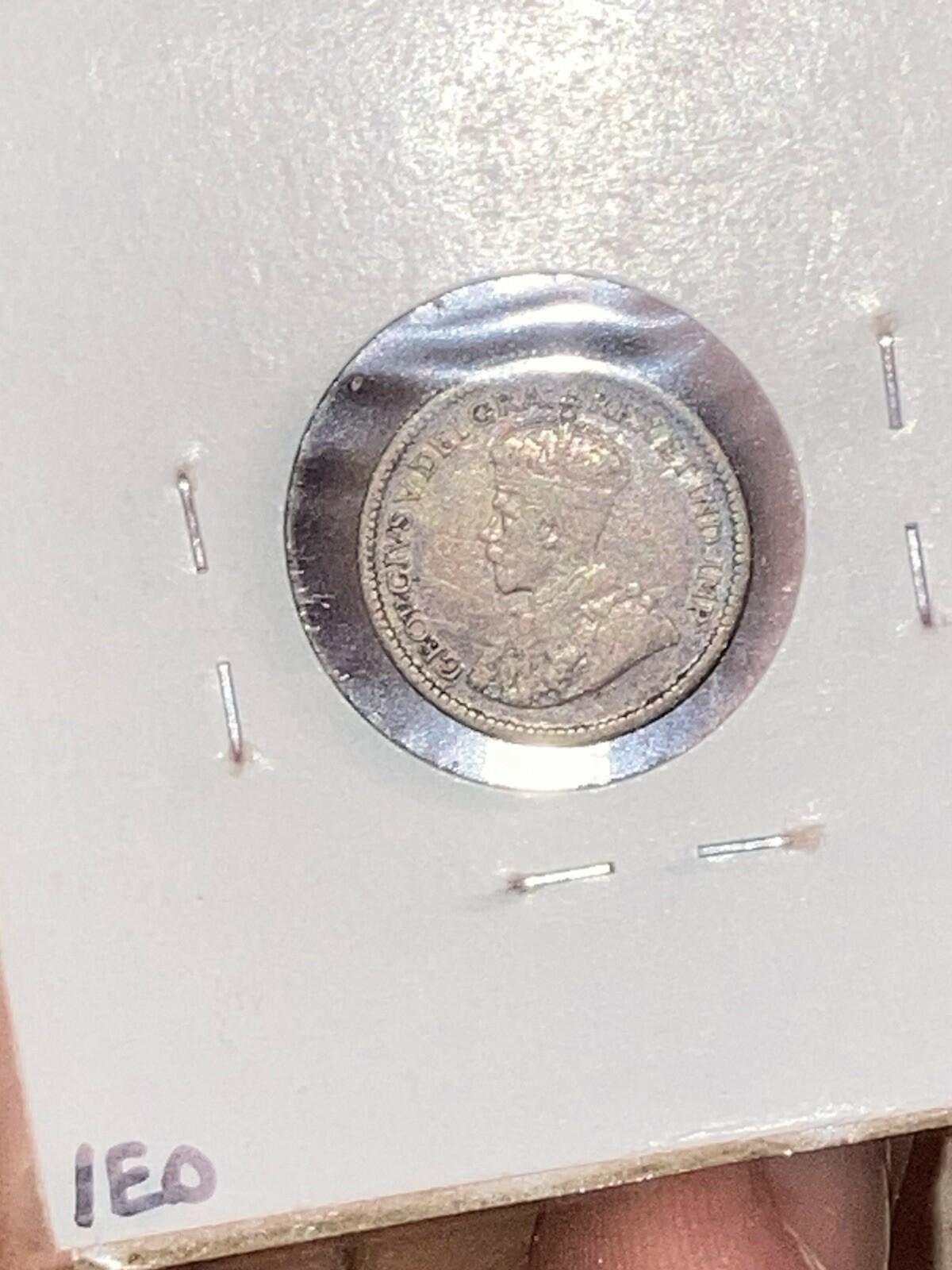1912 Canada 5 Cents Half Dime Silver Coin