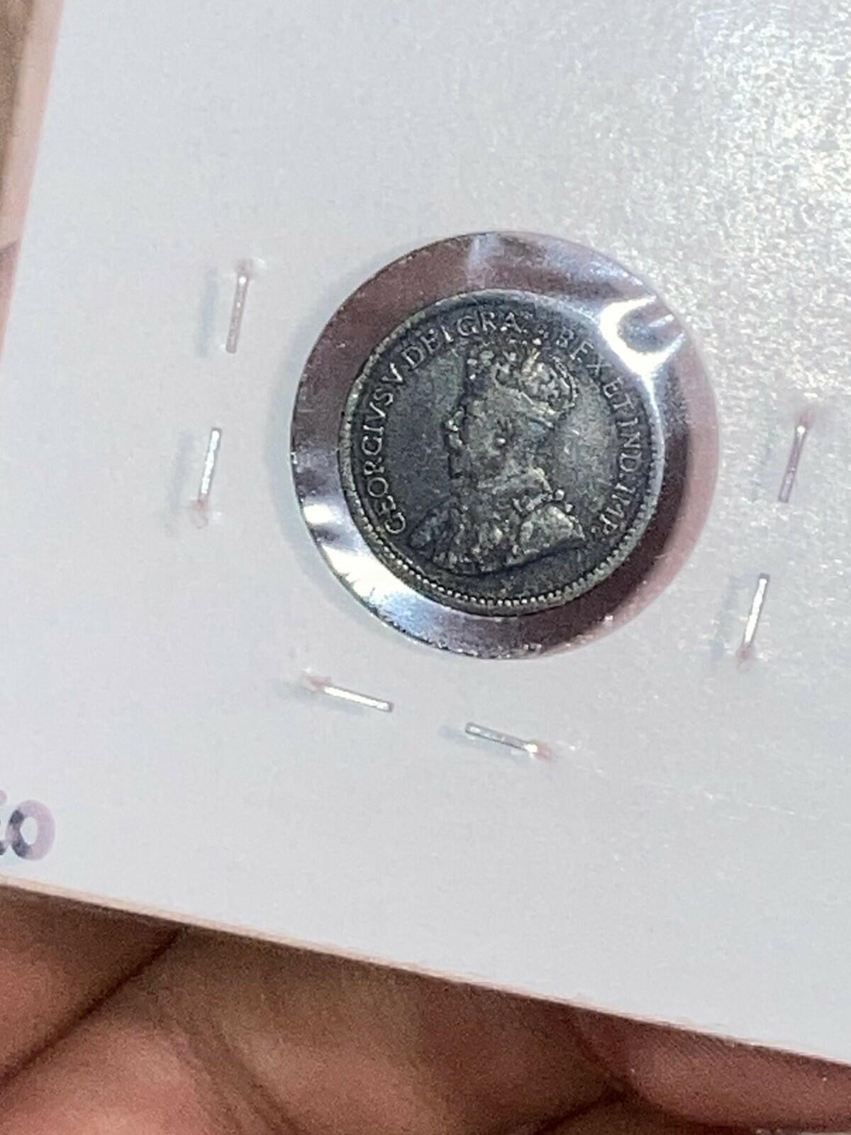 1914 Canada 5 Cents Half Dime Silver Coin George V