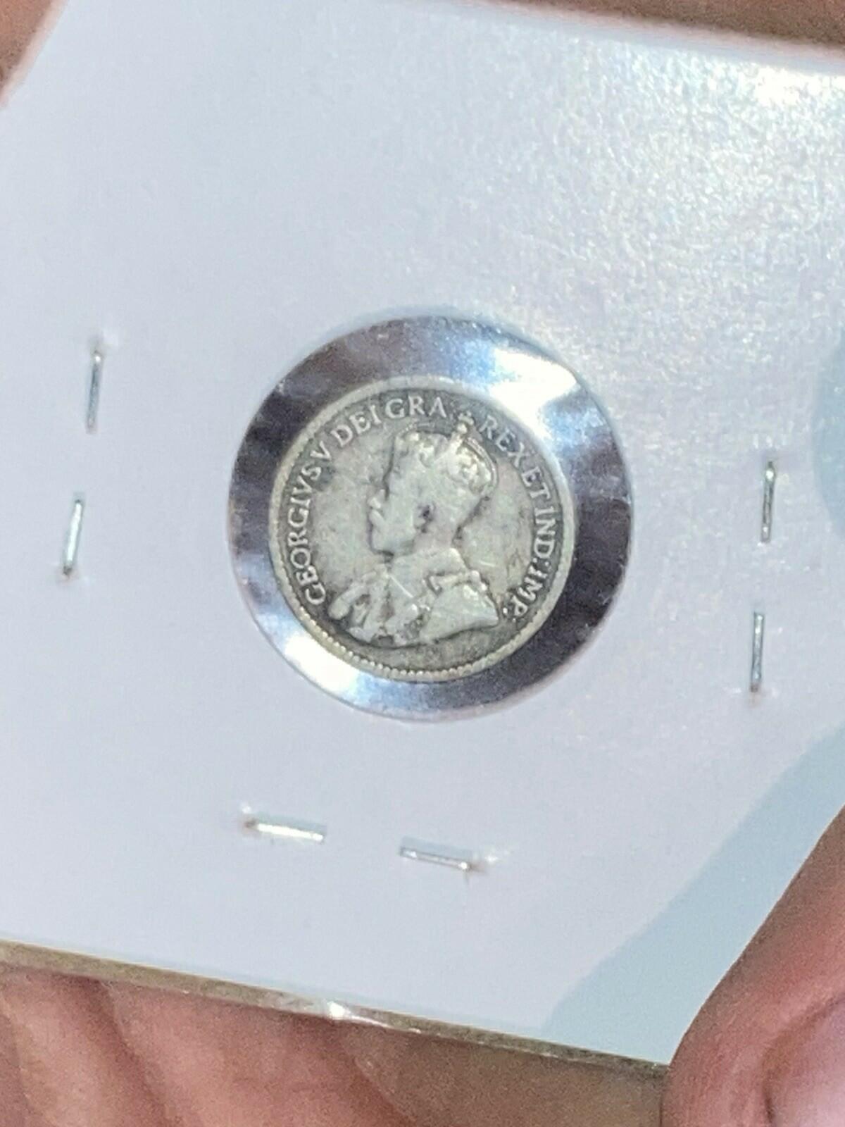1918 Canada 5 Cents Half Dime Silver Coin George V