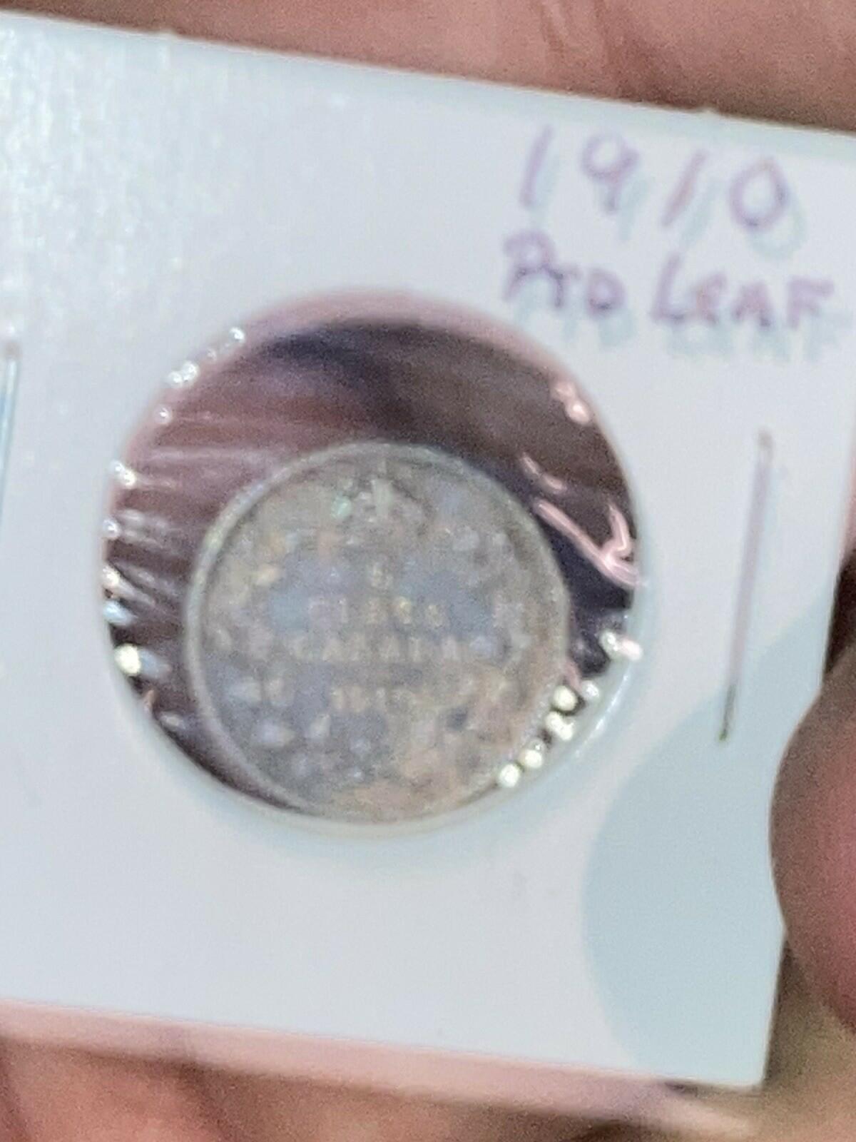 1910 Canada 5 Cents Half Dime Silver Coin Edward VII Round Leaves