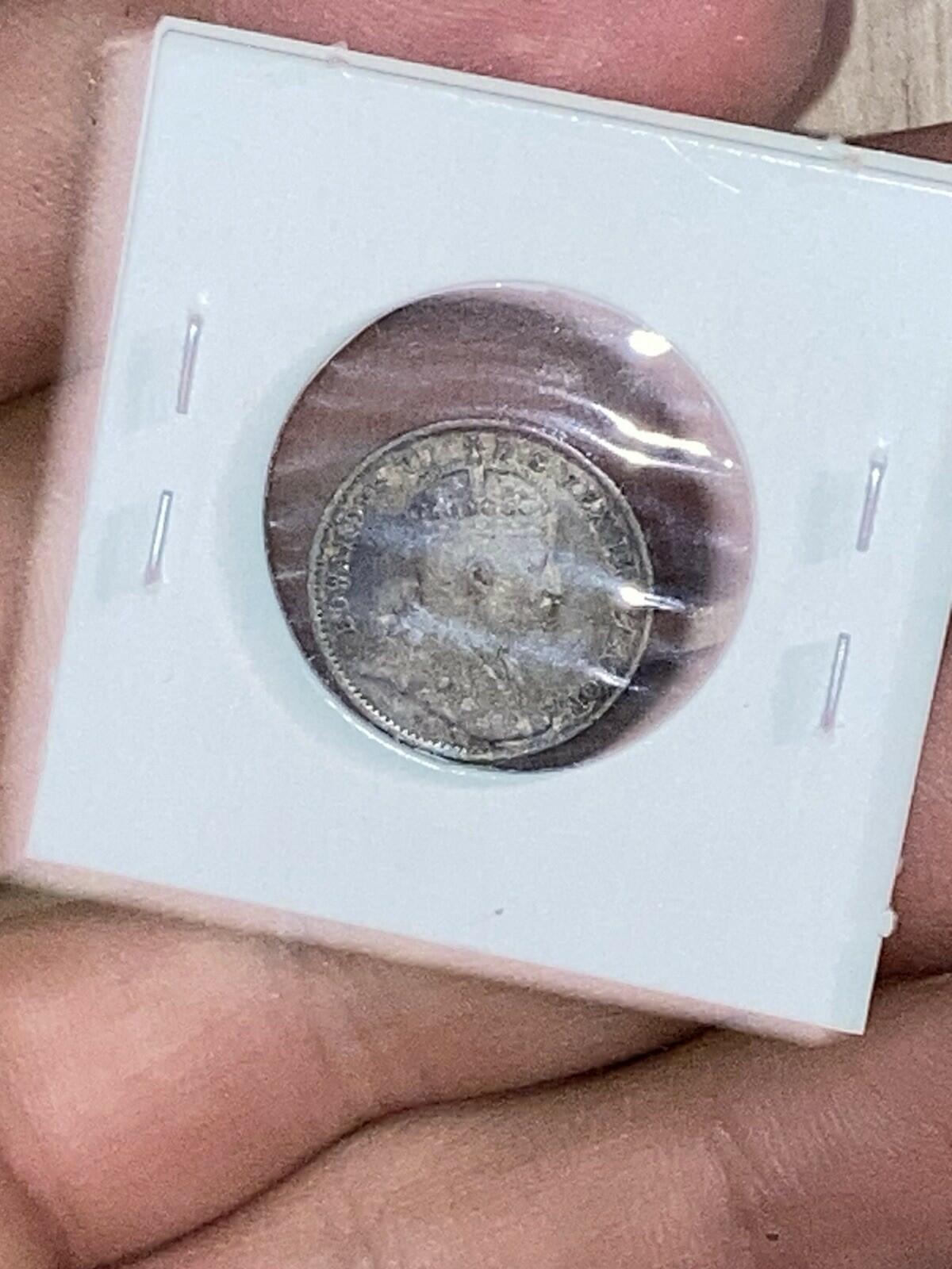 1910 Canada 5 Cents Half Dime Silver Coin Edward VII Round Leaves
