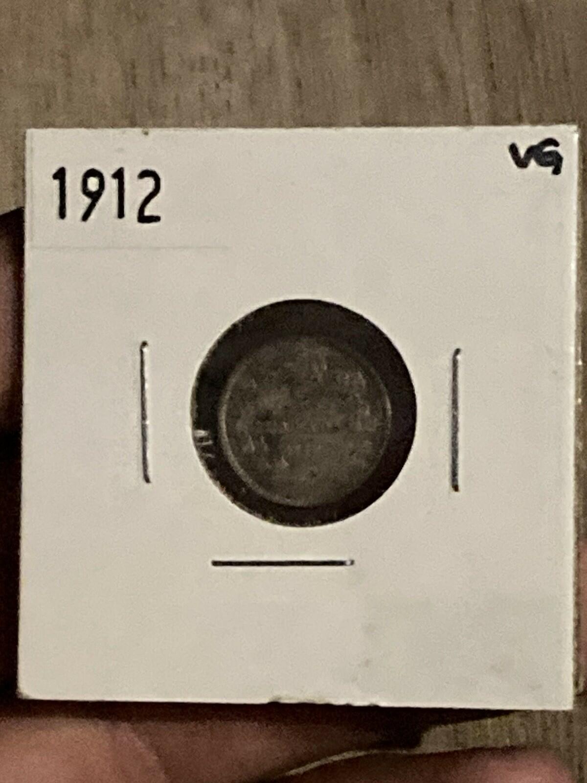 1912 Canada 5 Cents Half Dime Silver Coin