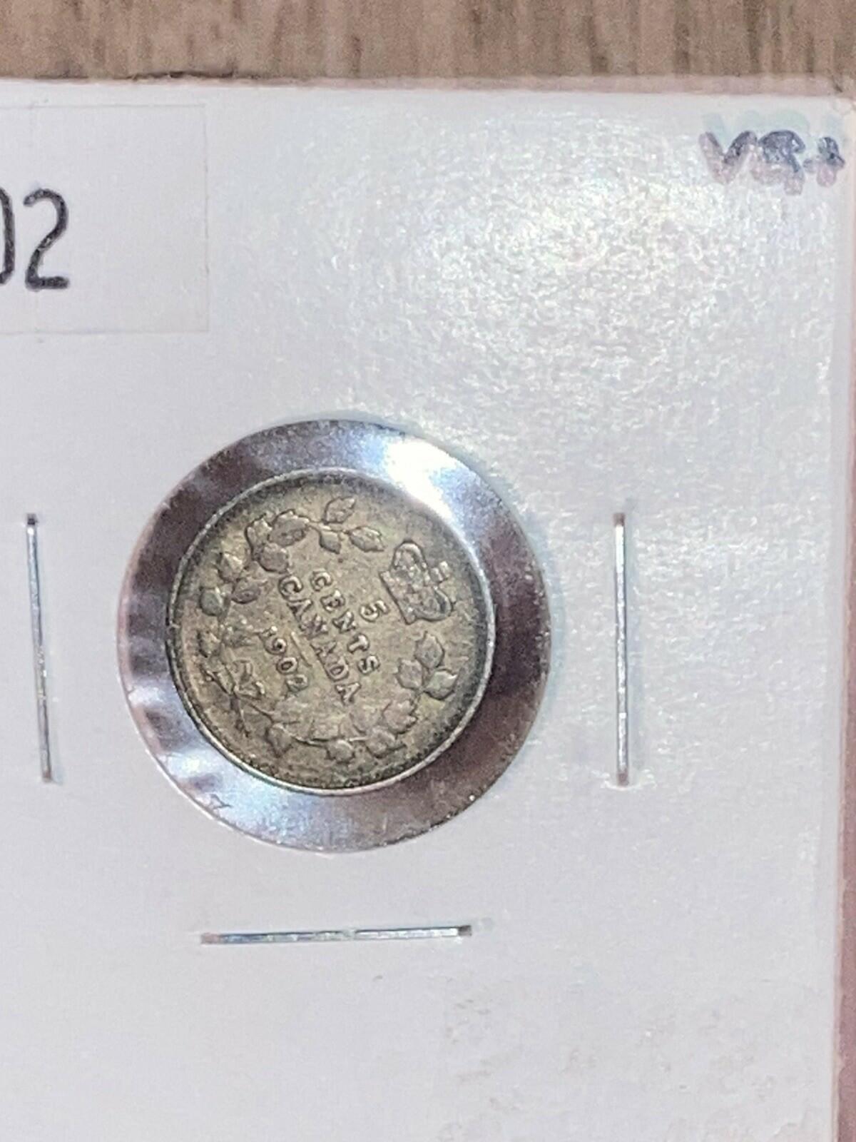 1902 Five Cents Silver Beauty 1st King Edward VII Canada Half Dime