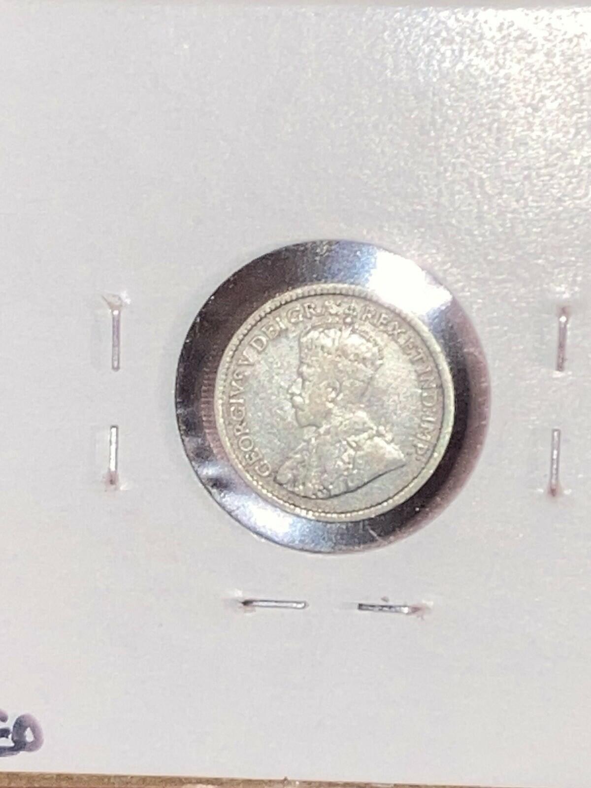 1913 Canada 5 Cents Half Dime Silver Coin George V