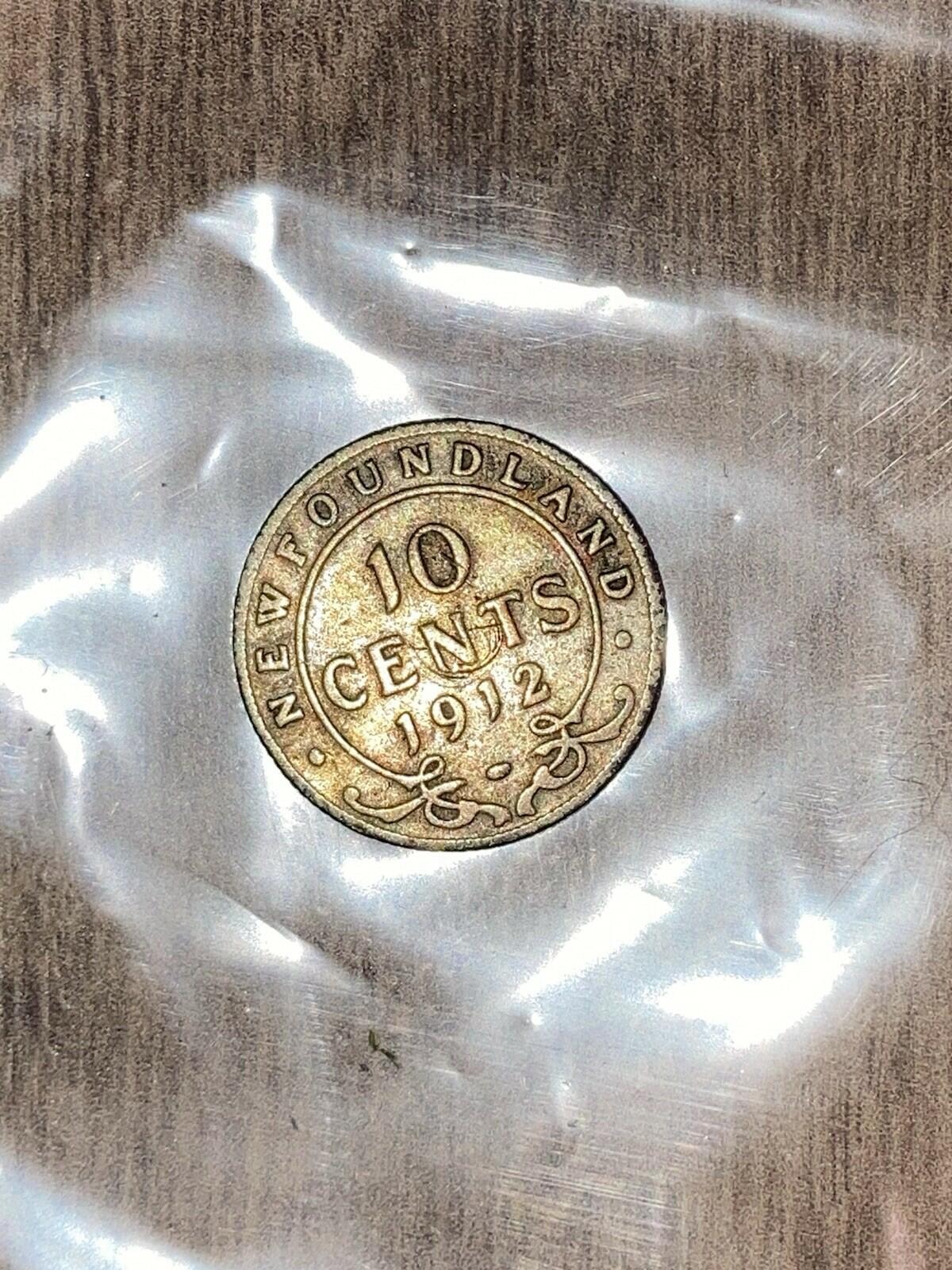 1912 Canada Newfoundland Silver Ten Cents Coin Dime 10 cents 10c