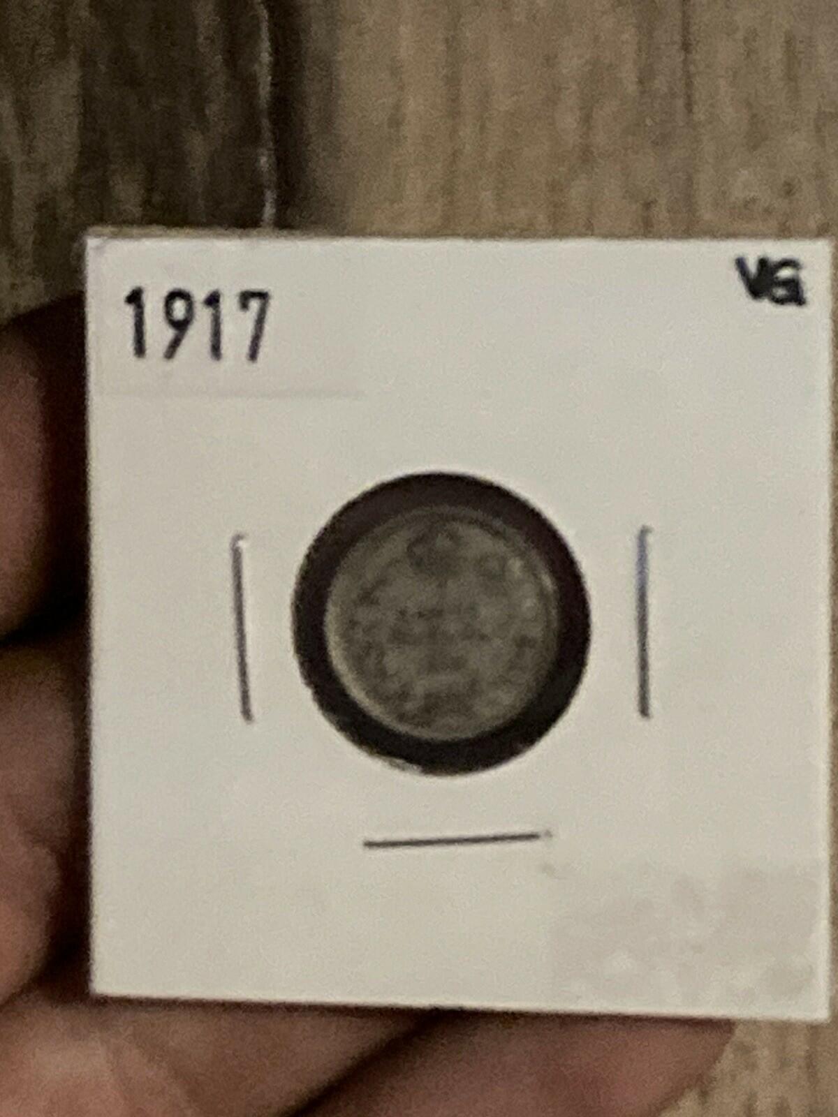 1917 Canada 5 Cents Half Dime Silver Coin George V