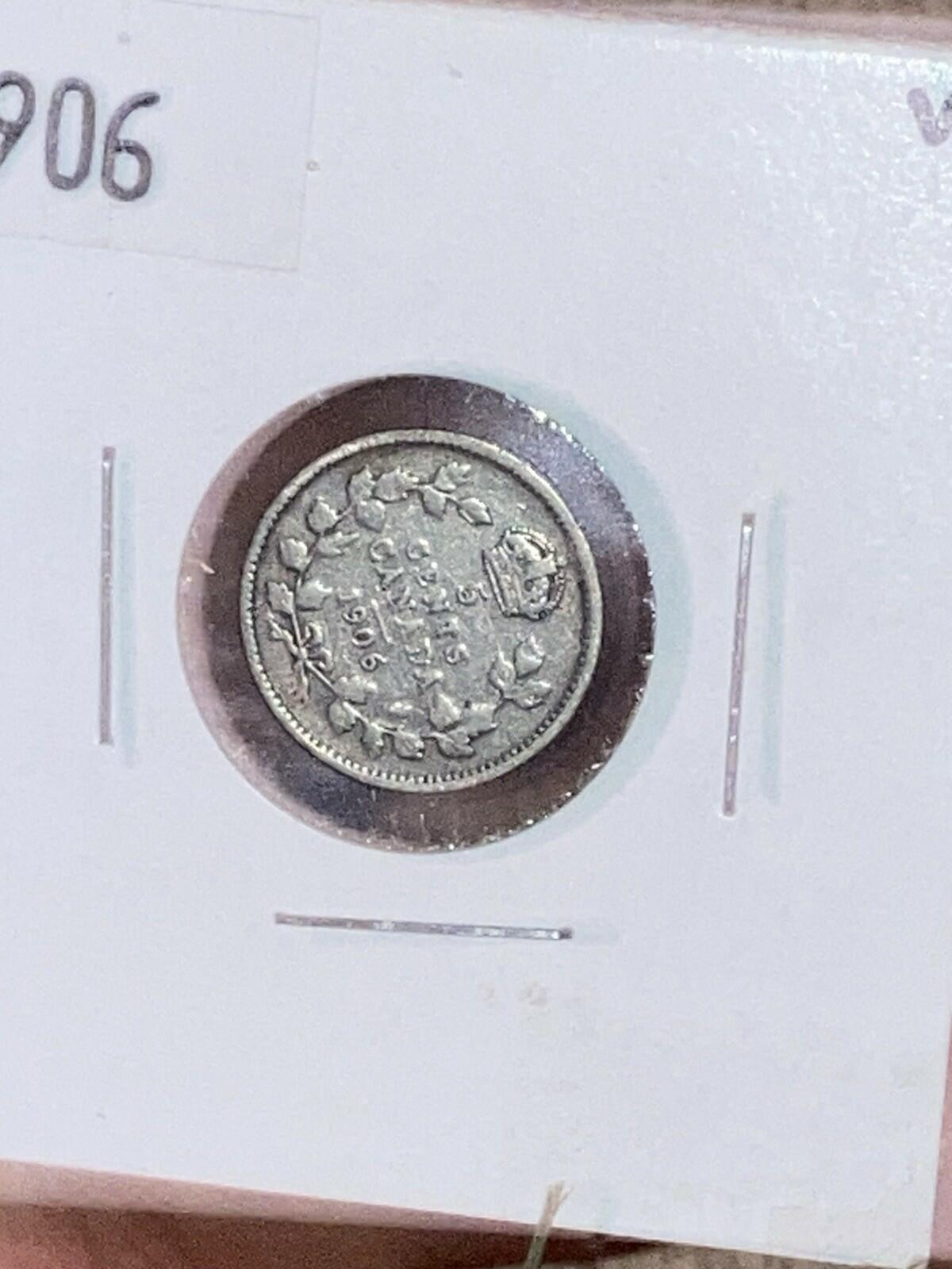 1906 Canada 5 Cents Half Dime Silver Coin Edward VII