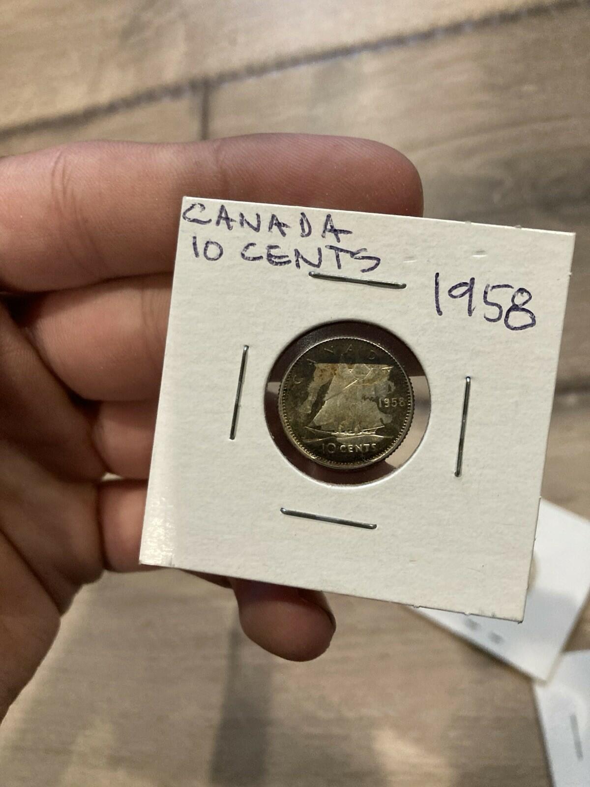 1958 Canada 10 Cent Elizabeth II Silver Dime Canadian Ten Cents Coin