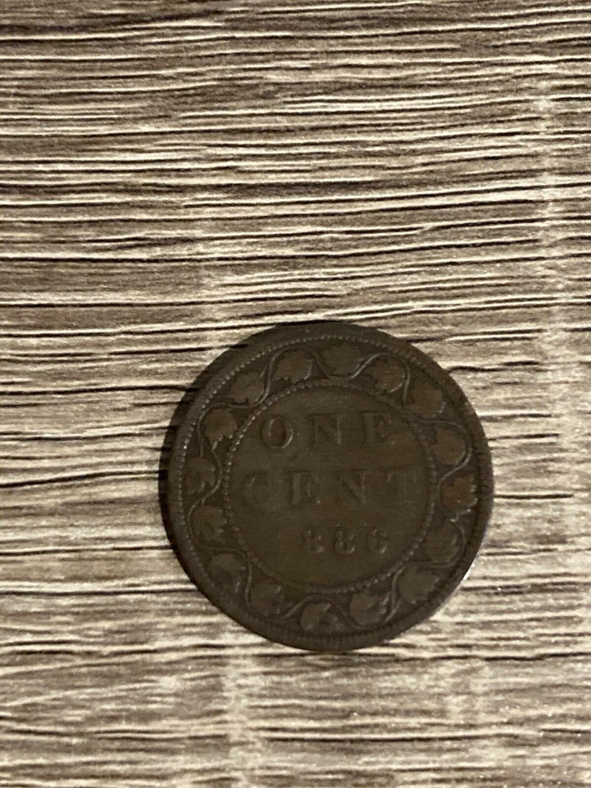 1886 Obverse 2 Canada 1 one cent large penny