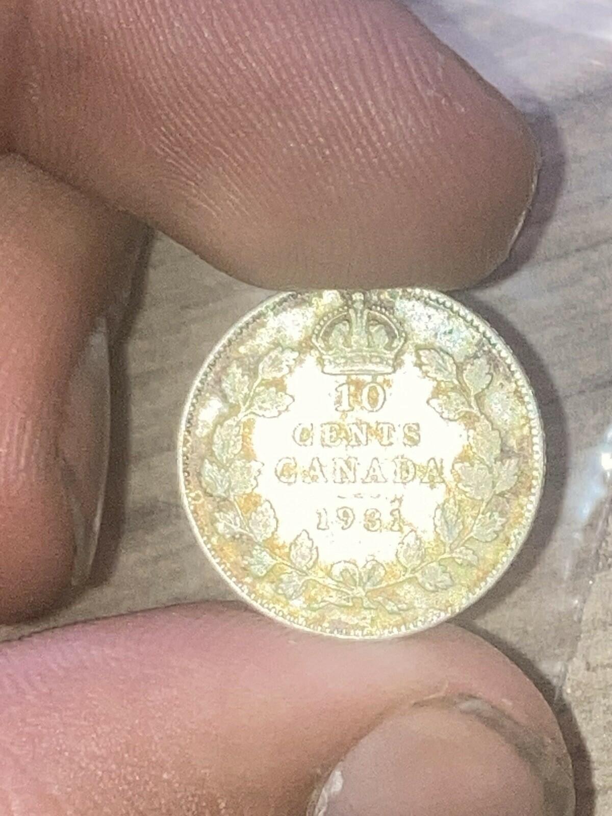1931 Canada 10 Cents George V Silver Dime
