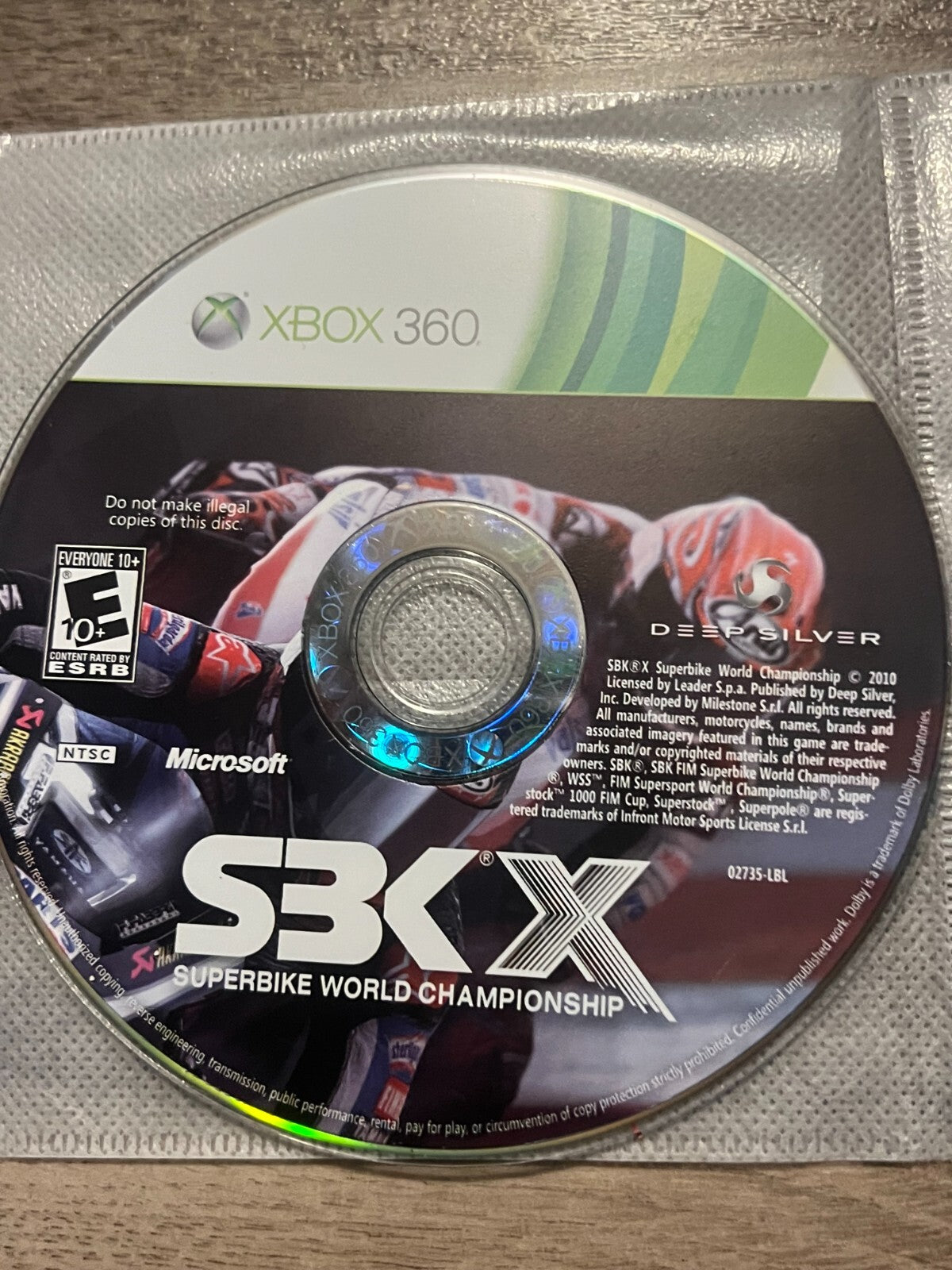 SBK X 10: Superbike World Championship (Microsoft Xbox 360, 2009) DISC ONLY