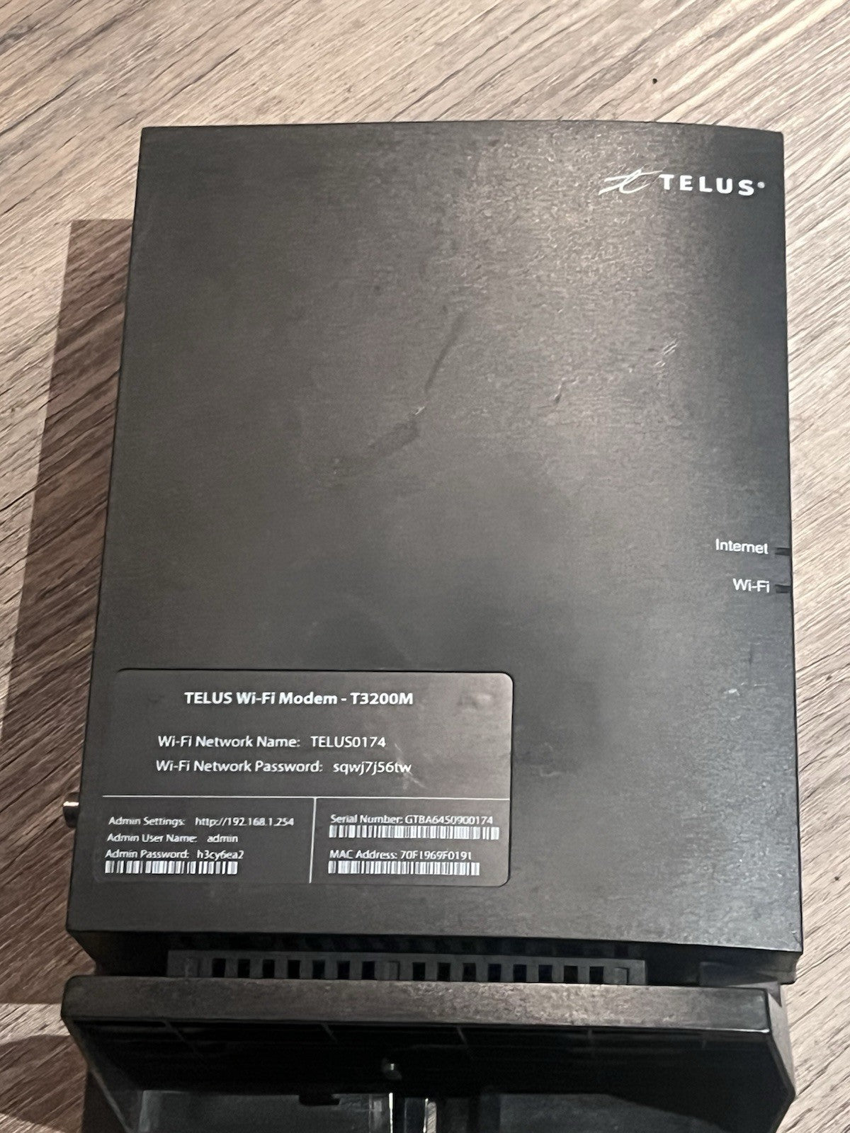 Telus Actiontec T3200M Wireless Router Modem - No Power Adapter