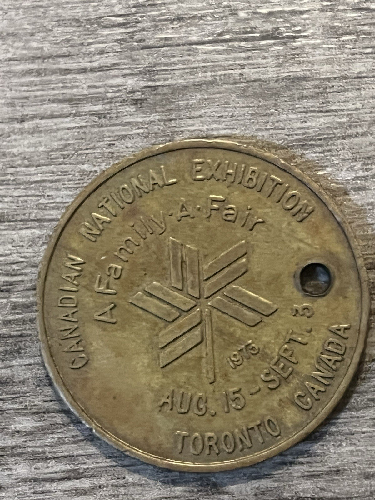 Toronto, Ontario 1973 Good Luck: A-Family-A-Fair Token Medal Holed