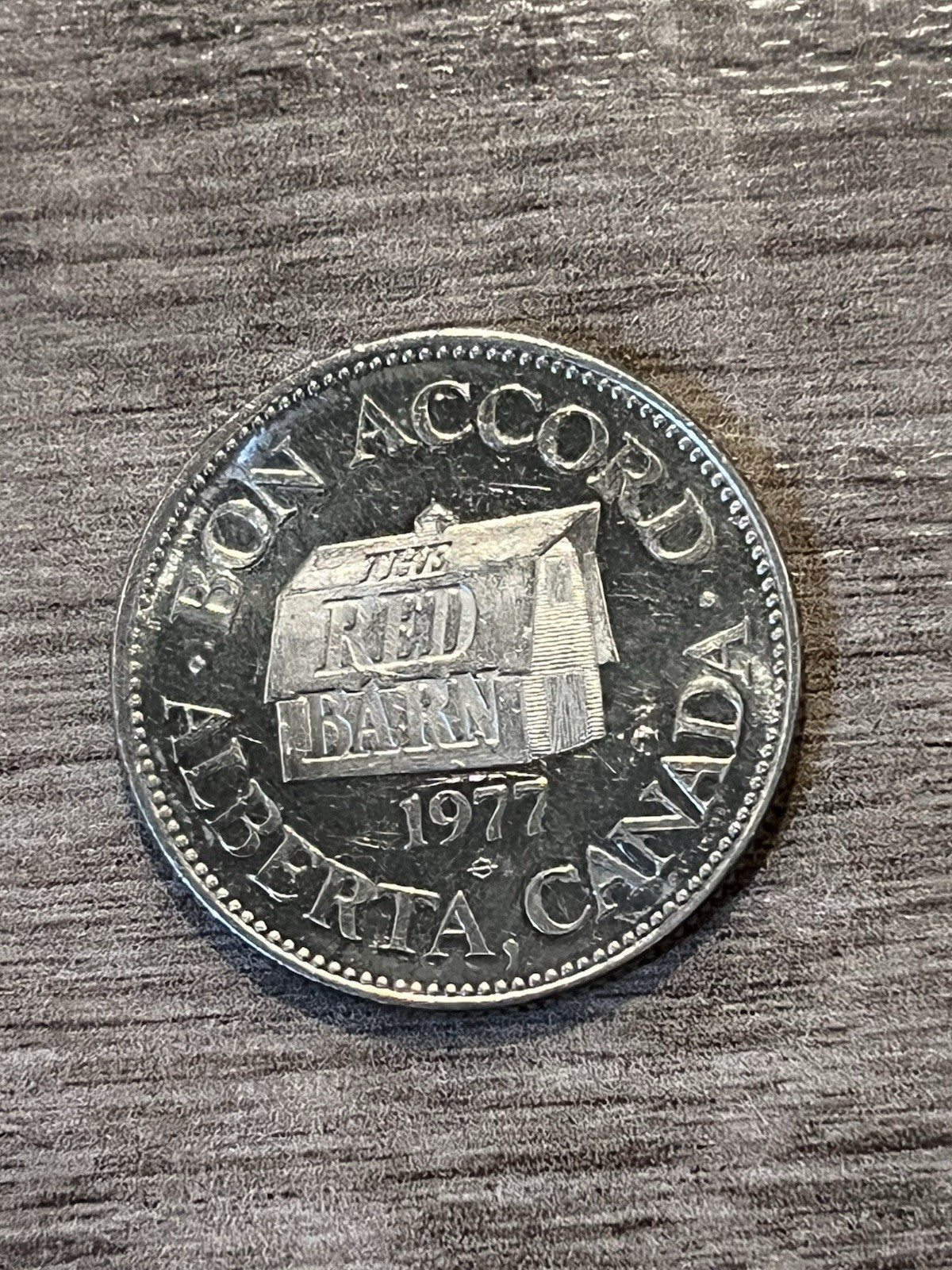Bon Accord, Alberta 1977 Farmer Wagon Frosted Commenorative Coin