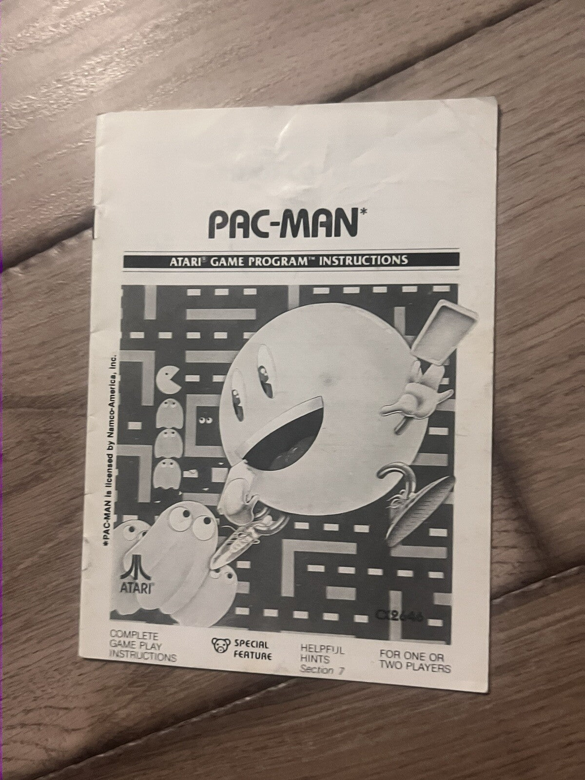 Pac-Man (Atari 2600, 1982) MANUAL ONLY BLACK AND WHITE