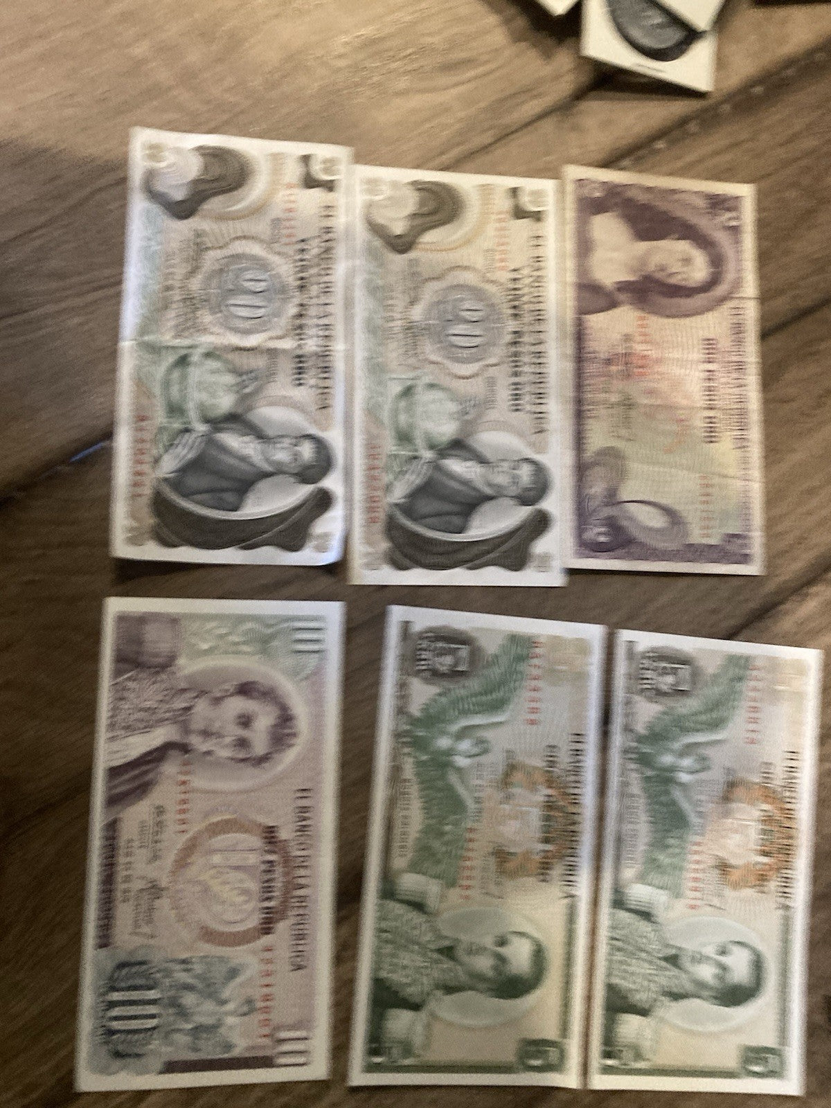 Colombia Banknote Lot of 6, 4 Denominations 2, 5, 10, 20