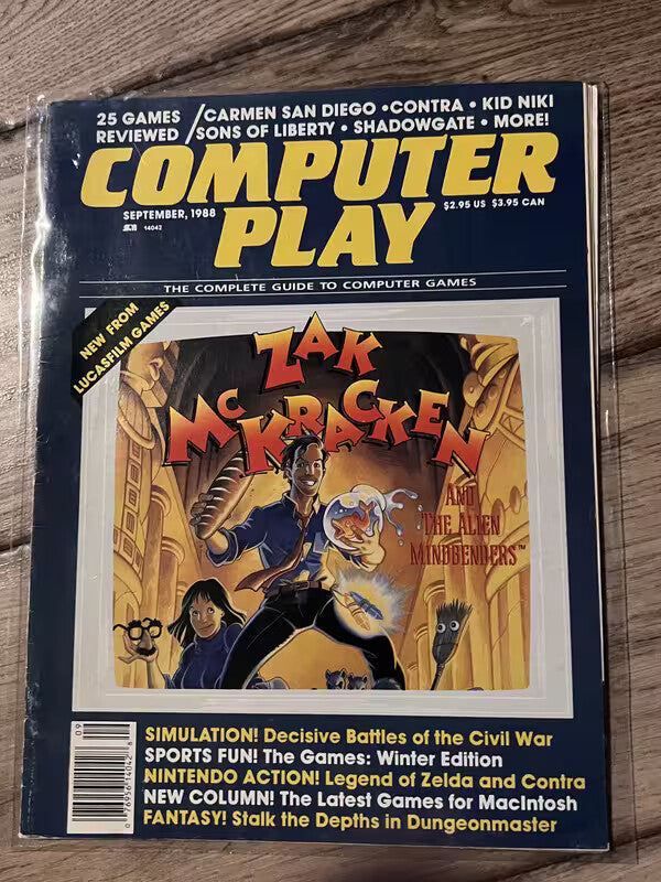 Computer Play Magazine September 1988 Zak Mckracken Rare