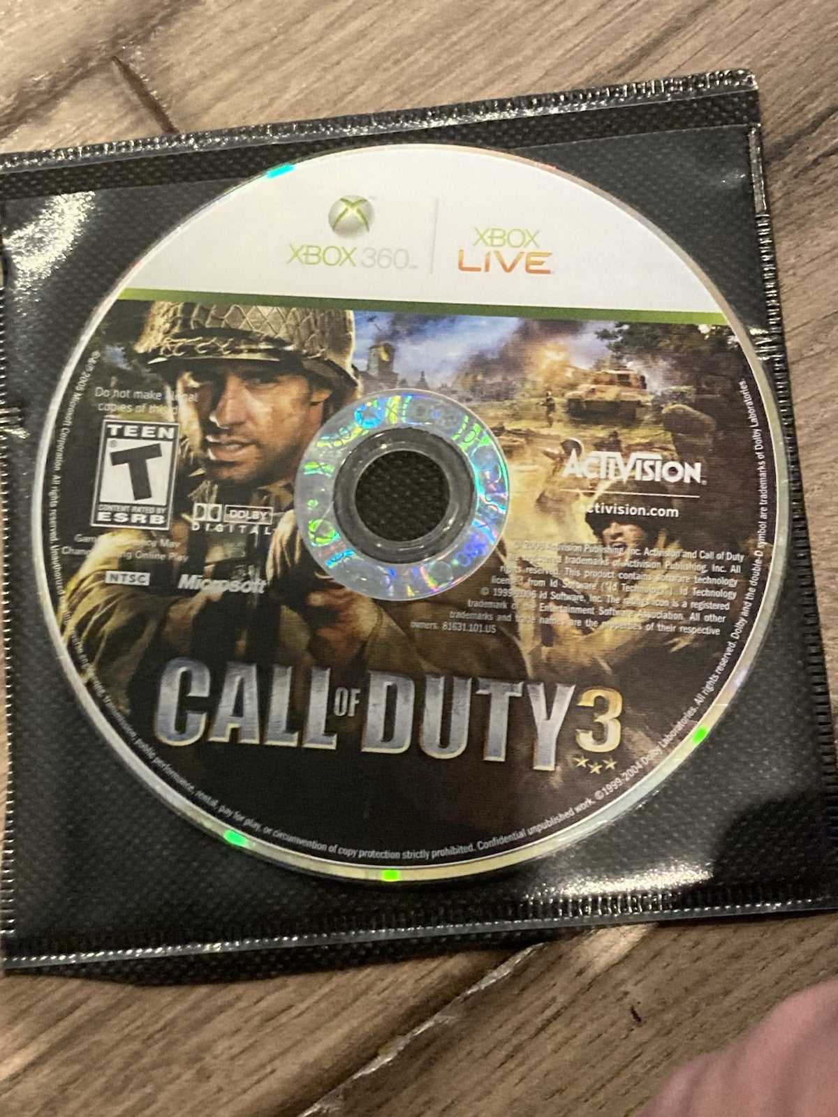 Call of Duty 3 (Microsoft Xbox 360, 2006) DISC ONLY