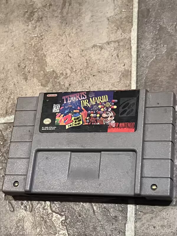 Tetris and Dr. Mario (Super Nintendo SNES, 1994) CART ONLY OEM