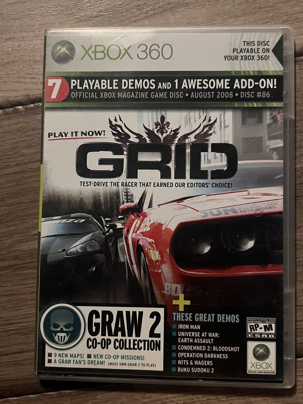 Xbox 360 Magazine Demo Disc #86: Grid (Xbox 360, August 2008) CIB