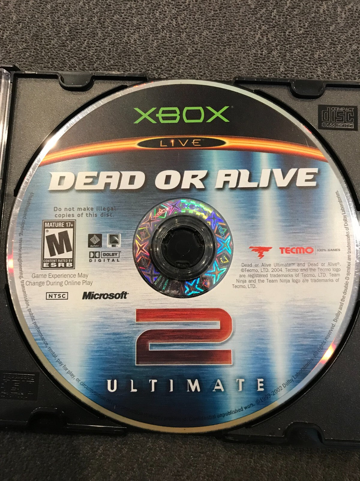 Dead Or Alive 2 Ultimate (Microsoft Xbox, 2004) Disc Only