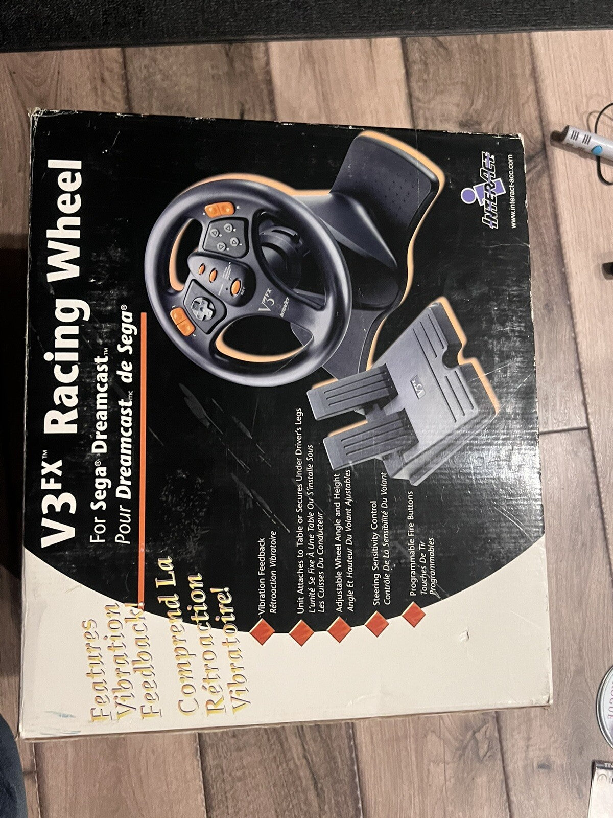 Interact V3 FX Racing Wheel Sega Dreamcast US Open Box CIB COMPLETE