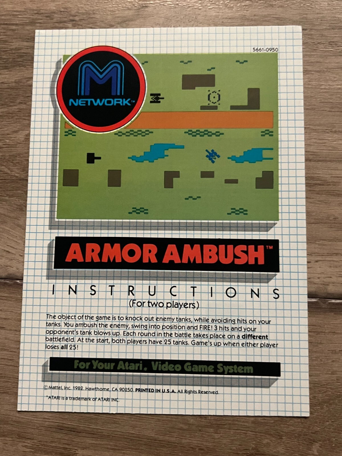 Armor Ambush (Atari 2600, 1982) MANUAL ONLY