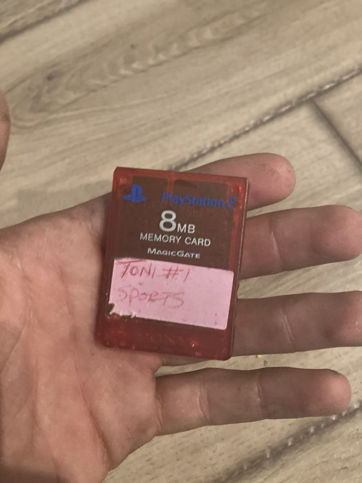 Official OEM Sony Playstation 2 PS2 8MB Magicgate Memory Card Clear Red