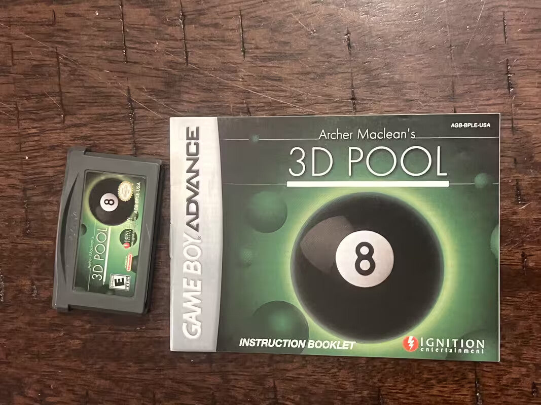3D Pool (Nintendo Game Boy Advance, 2004) CART + MANUAL ONLY