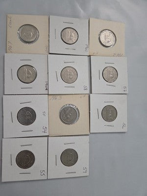 Canada 5 cent Nickel Lot of 11 Lot Old