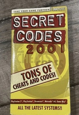 Brady Games Secret Codes Book 2001 Cheats & Codes Playstation Nintendo Game Boy