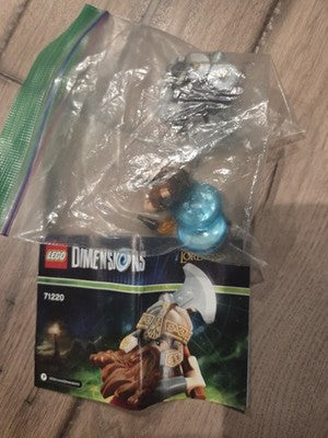 LEGO Dimensions 71220 Gimli Fun Pack Minifigure & Chariot & Instructions Used
