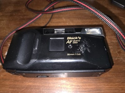 BLACK's AF Quartz Date 32mm 1:3.5 Film Camera Untested Power