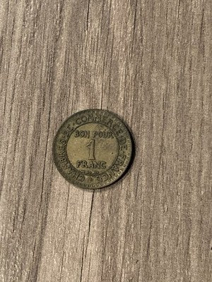 1923 France 1 Franc Commerce Industries Coin